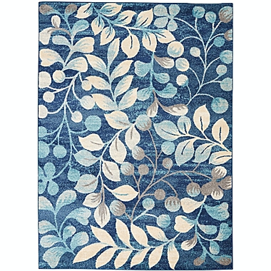 Nourison Tranquil 6&#39; X 9&#39; Navy Area Rug Contemporary Botanical Vine and Bloom by Nourison. View a larger version of this product image.
