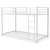 Slickblue Twin Over Twin Bunk Bed Frame Platform with Guard Rails and Side Ladder-White