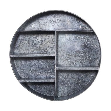 Nearly Natural 18" Galvanized Circular Metal Wall Mounted Shelf with Four Tier Shelves. View a larger version of this product image.