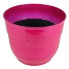 Alternate image 1 for Garden Elements Glazed Brushed Happy Large Plastic Planter, Bright Pink, 15 Inch