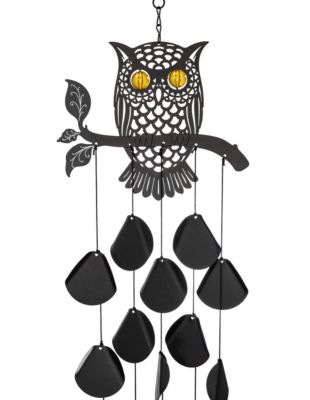 VP Home 30" H Black Tribal Owl Wind Chimes for Outside Unique Tribal Owl Windchimes Outdoor Decorations Garden Decor Owl Gift for Women, Mom, Grandma, Unisex