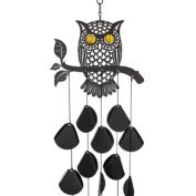 VP Home 30" H Black Tribal Owl Wind Chimes for Outside Unique Tribal Owl Windchimes Outdoor Decorations Garden Decor Owl Gift for Women, Mom, Grandma, Unisex