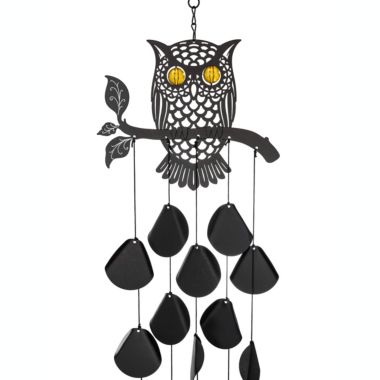 VP Home 30" H Black Tribal Owl Wind Chimes for Outside Unique Tribal Owl Windchimes Outdoor Decorations Garden Decor Owl Gift for Women, Mom, Grandma, Unisex. View a larger version of this product image.