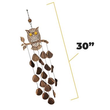 VP Home 30" H Black Tribal Owl Wind Chimes for Outside Unique Tribal Owl Windchimes Outdoor Decorations Garden Decor Owl Gift for Women, Mom, Grandma, Unisex. View a larger version of this product image.