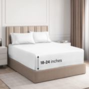 CGK Unlimited 21 Inch Extra Deep Pocket Sheet Set 100% Cotton 400 Thread Count - Queen - White
