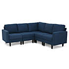 Alternate image 0 for Contemporary Home Living 5-Piece Navy Blue Contemporary Style Plush Sectional Couch 35.5"