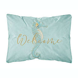 Caroline's Treasures Seahorse Welcome Canvas Fabric Decorative Pillow 12 x 16