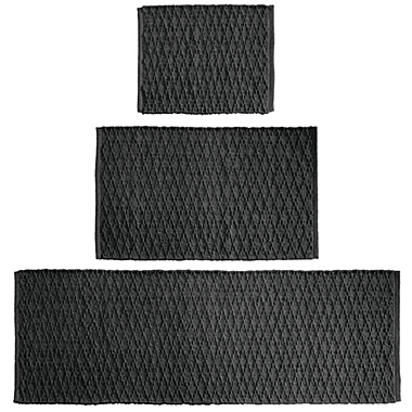 mDesign Cotton Bathroom Spa Mat Rugs/Runner, Diamond Design, Set of 3. View a larger version of this product image.