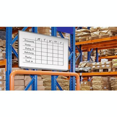 Luxor 72"W x 40"H Wall-Mounted Magnetic Ghost Grid Whiteboard. View a larger version of this product image.