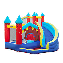 Outsunny 4 in 1 Kids Bounce Castle Large Inflatable House Trampoline Slide Water Pool Climbing Wall with Carrybag, Repair Patches and Air Blower