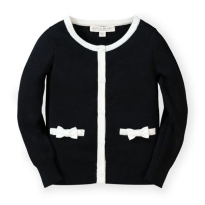 Hope & Henry Girls&#39; Long Sleeve Bow Detail Cardigan Sweater - Black, Size  6-12 Months