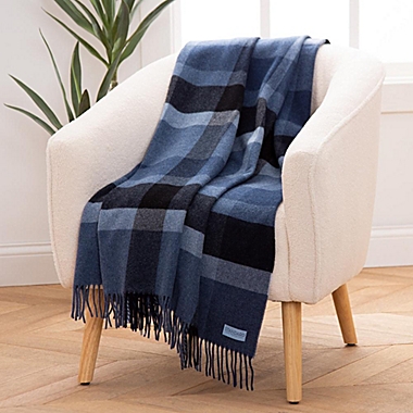 Standard Textile Home - Wool Plaid Throw, Navy. View a larger version of this product image.
