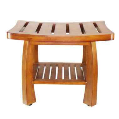 Oceanstar Design Group Oceanstar Solid Wood Spa Bench with Storage Shelf, Teak Color Finish. View a larger version of this product image.