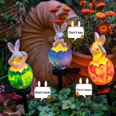 Department Store Easter Solar Garden Lights - Rabbit House and Eggs Waterproof LED Lights - Resin Landscape Lamp Outdoor Solar Lights for Yard and Pathways. View a larger version of this product image.