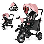 Alternate image 0 for Slickblue 7-In-1 Baby Folding Tricycle Stroller with Rotatable Seat-Pink
