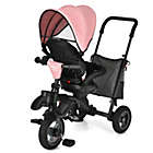 Alternate image 3 for Slickblue 7-In-1 Baby Folding Tricycle Stroller with Rotatable Seat-Pink