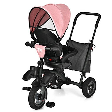 Slickblue 7-In-1 Baby Folding Tricycle Stroller with Rotatable Seat-Pink. View a larger version of this product image.