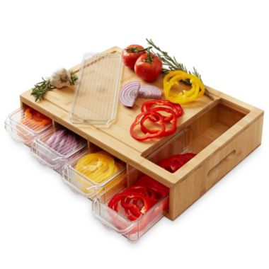 Casafield Bamboo Cutting Board Set with Kitchen Food Storage Containers and Lids. View a larger version of this product image.