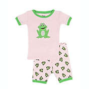 Leveret Kids Two Piece Cotton Short Pajamas Pink Frog