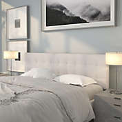 Emma + Oliver Button Tufted Upholstered King Size Headboard in White Vinyl
