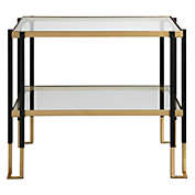 Contemporary Home Living 27.75" Black and Gold Rectangular Side Table with Glass Top