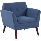 HOMCOM Traditional Living Room Chair, Armchair with Button Tufted Polygonal Straight Back, Single Sofa with Thick Padding, Blue