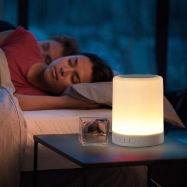 Link Bluetooth Wireless Multi-Color Mood Setting Night Light Speaker Touch Control Great for Nightstands Offices Bedrooms Makes a Perfect Gift - Black. View a larger version of this product image.