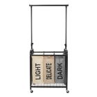 Alternate image 2 for Oceanstar Design Group Oceanstar 3-Bag Rolling Laundry Sorter with Adjustable Hanging Bar,