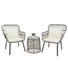 Alternate image 0 for Inq Boutique 3-Piece Patio Wicker Conversation Bistro Set with 2 Chairs & Glass Top Side