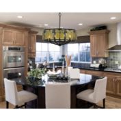 Cal Lighting 60W X 6 Revenna Forged Iron Chandelier With Hand Crafted Glass