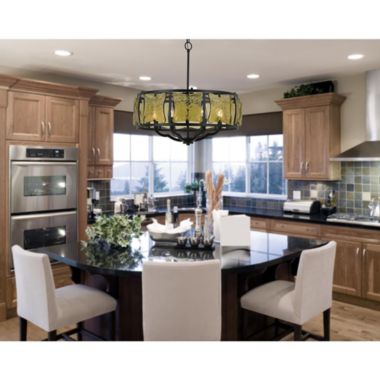 Cal Lighting 60W X 6 Revenna Forged Iron Chandelier With Hand Crafted Glass. View a larger version of this product image.