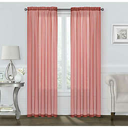 Kate Aurora Basic 2 Pack Sheer Voile Home Window Curtains - 52 in. W x 84 in. L, Red
