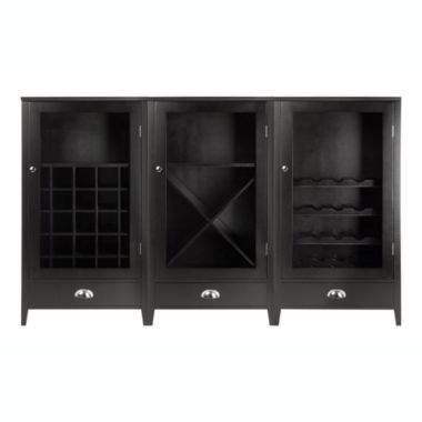 Winsome Bordeaux 3-Pc Modular Wine Cabinet Set with Tempered Glass Doors. View a larger version of this product image.