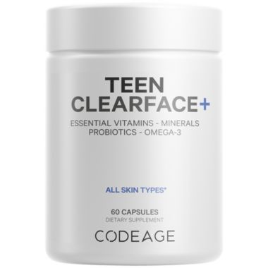 Codeage Teen Clearface Vitamins - All Skin Type Multivitamins, Minerals, Probiotics Supplement for Boys & Girls Ages 12-18 - 60ct. View a larger version of this product image.