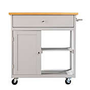 Southern Enterprises 35.25" Gray and Brown Modern Style Rectangular Kitchen Island with Storage