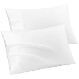 PiccoCasa Envelope Soft 2-Pack Cotton Pillowcases, White Queen