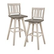 Lexicon Set Of 2 Bar Height Dining Chair with Slat Back, Distressed Gray & White