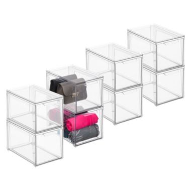mDesign Stackable Closet Storage Bin Box with Pull-Out Drawer - Clear. View a larger version of this product image.