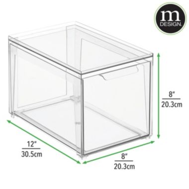 mDesign Stackable Closet Storage Bin Box with Pull-Out Drawer - Clear. View a larger version of this product image.