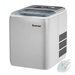 Costway 44 lbs Portable Countertop Ice Maker Machine with Scoop-Silver