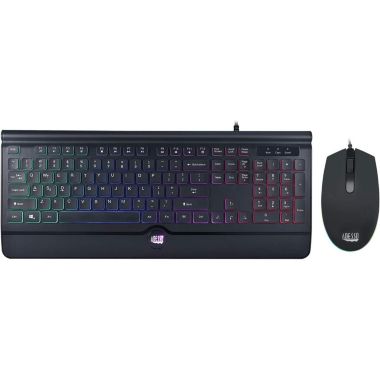Adesso - Gaming Keyboard & Mouse Combo Wired Illuminated Slim Low Profile 1000dpi Pc/mac - Black. View a larger version of this product image.