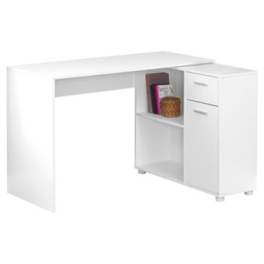 Contemporary Home Living 46" White Contemporary L-Shaped Computer Desk with Storage Cabinet. View a larger version of this product image.