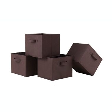 Winsome Capri Set of 4 Foldable Chocolate Fabric Baskets. View a larger version of this product image.