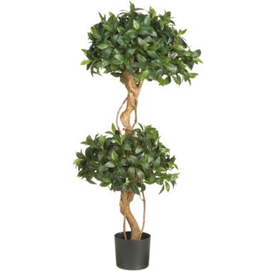 Nearly Natural 4' Artificial Sweet Bay Double Ball Topiary Silk Tree. View a larger version of this product image.
