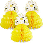 Sparkle and Bash Bumble Bee Honeycomb Centerpiece (9 x 11 In, Yellow, 3-Pack)