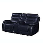 Alternate image 1 for Yeah Depot Aashi Loveseat w/Console (Motion), Navy Leather-Gel Match
