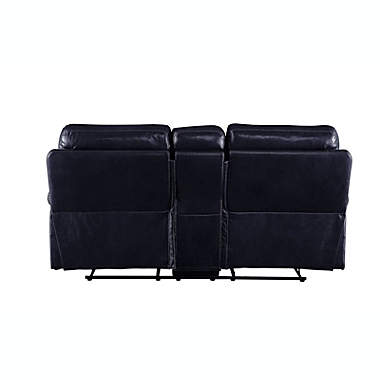 Yeah Depot Aashi Loveseat w/Console (Motion), Navy Leather-Gel Match. View a larger version of this product image.