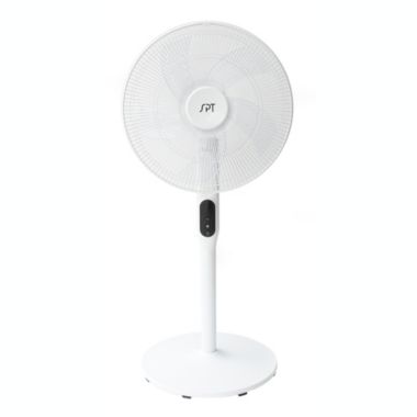 Sunpentown Heavy Duty Quiet 16" DC-Motor Energy Saving Stand Fan with Remote Control and Timer - Piano White. View a larger version of this product image.