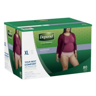 Depend Fit Flex Extra Large Maximum Absorbency Protective Underwear, Female, 80 Ct.. View a larger version of this product image.
