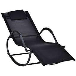 Outsunny Zero-Gravity Ergonomically Design Lounger Rocker for Indoor or Outdoor Use, UV/Water Fighting Material, Black